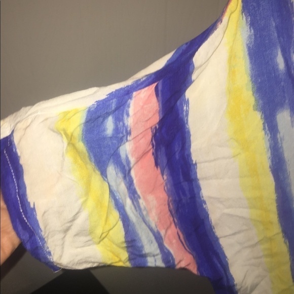 Umgee size small blue coral yellow high low 1/2 sleeve oversized soft summer - Picture 4 of 6